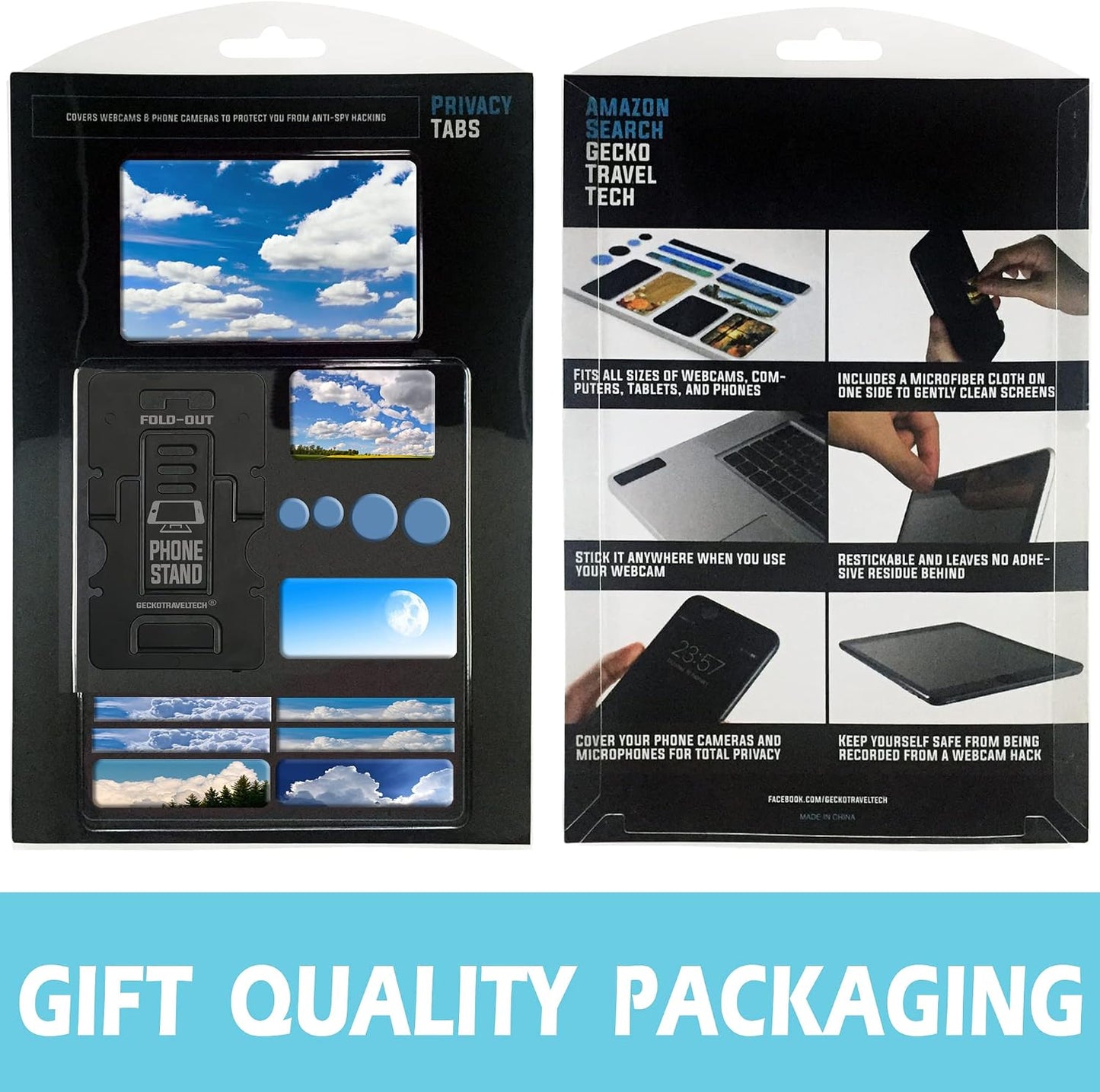 Gecko Travel Tech Webcam Covers - Laptop Webcam Cover - Tablet Webcam Covers - Smart TV & for Every Size Webcam on Any