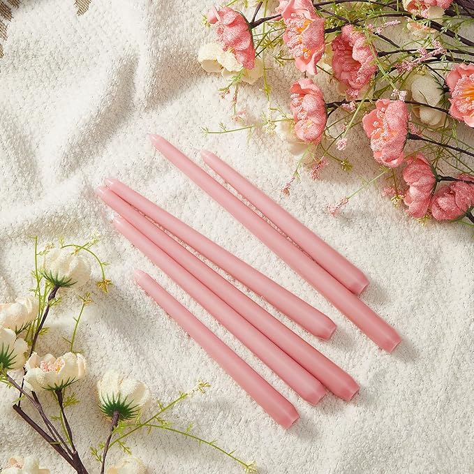 MTLEE Taper Candles 8/10/12 Multi Height Unscented Taper Candles 8 Burn Hours for Dinner Decorative Home Decoration Wedding Party Candlesticks(Pink,36)