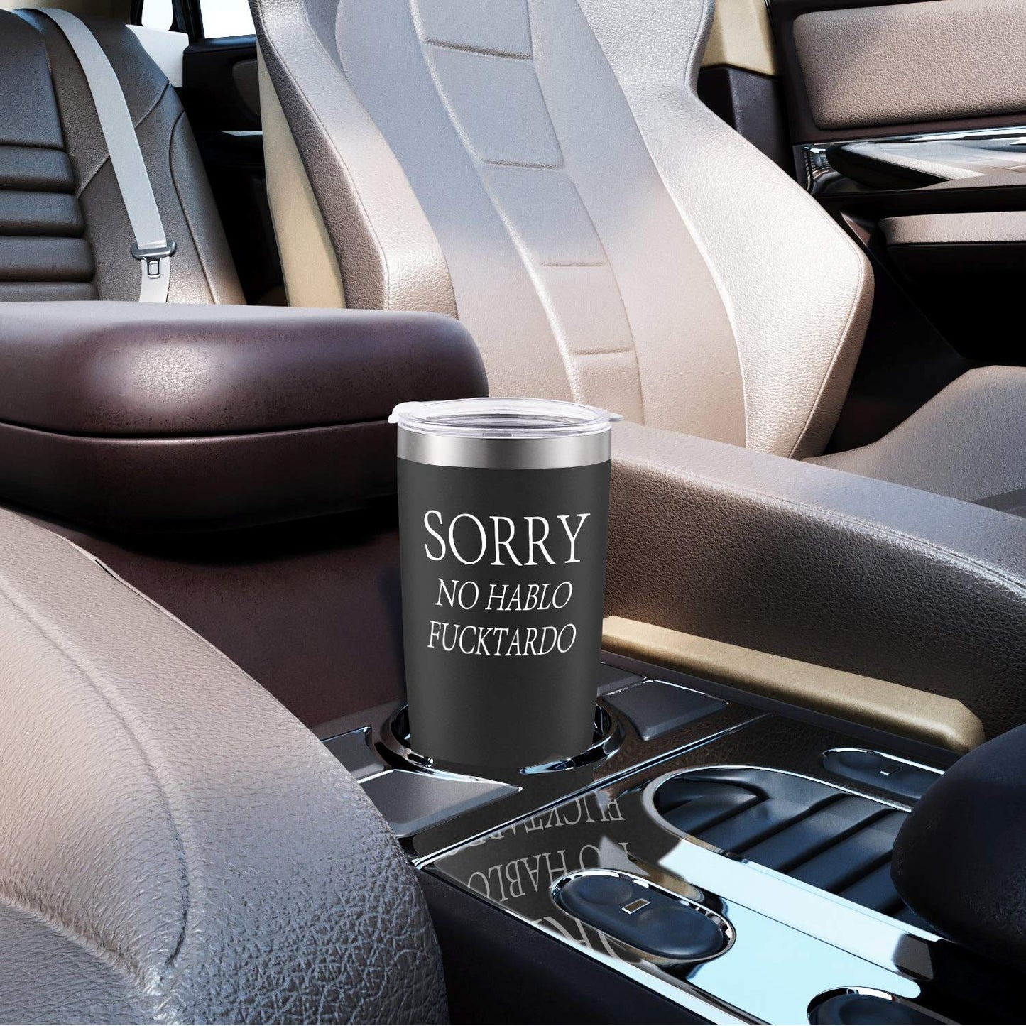 GINGPROUS Sorry No Hablo Fuctardo Travel Tumbler, Funny Ideas for Men Women Friends Brother Dad Sister Co-wokers Colleague Employee, Insulated Stainless Steel Tumbler (30 Oz, Black)