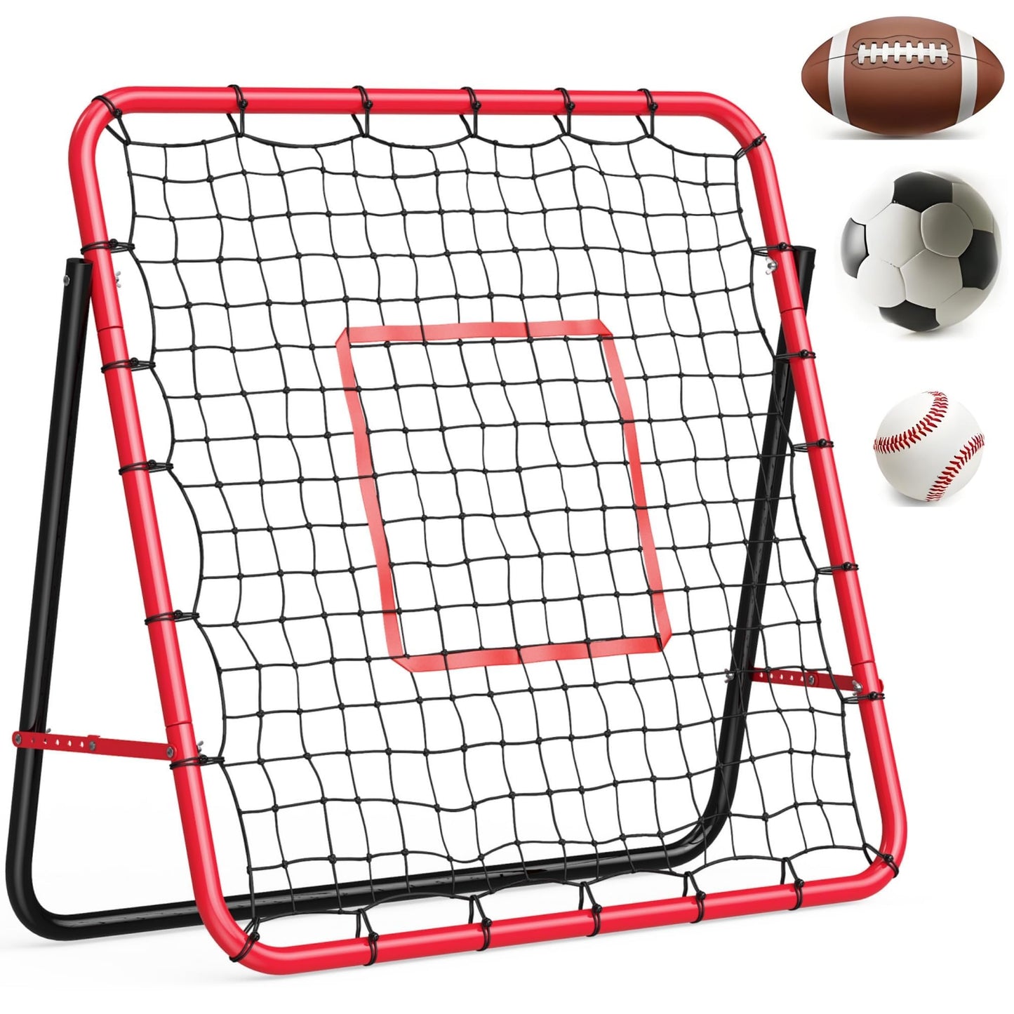 Garvee 3.3x3.3 FT Soccer Baseball Rebounder Adjustable Soccer Goal and Bounce Back Net with Steel Frame Multi-Sport Training Equipment for Control Passing Practice Easy Setup Teens Adults