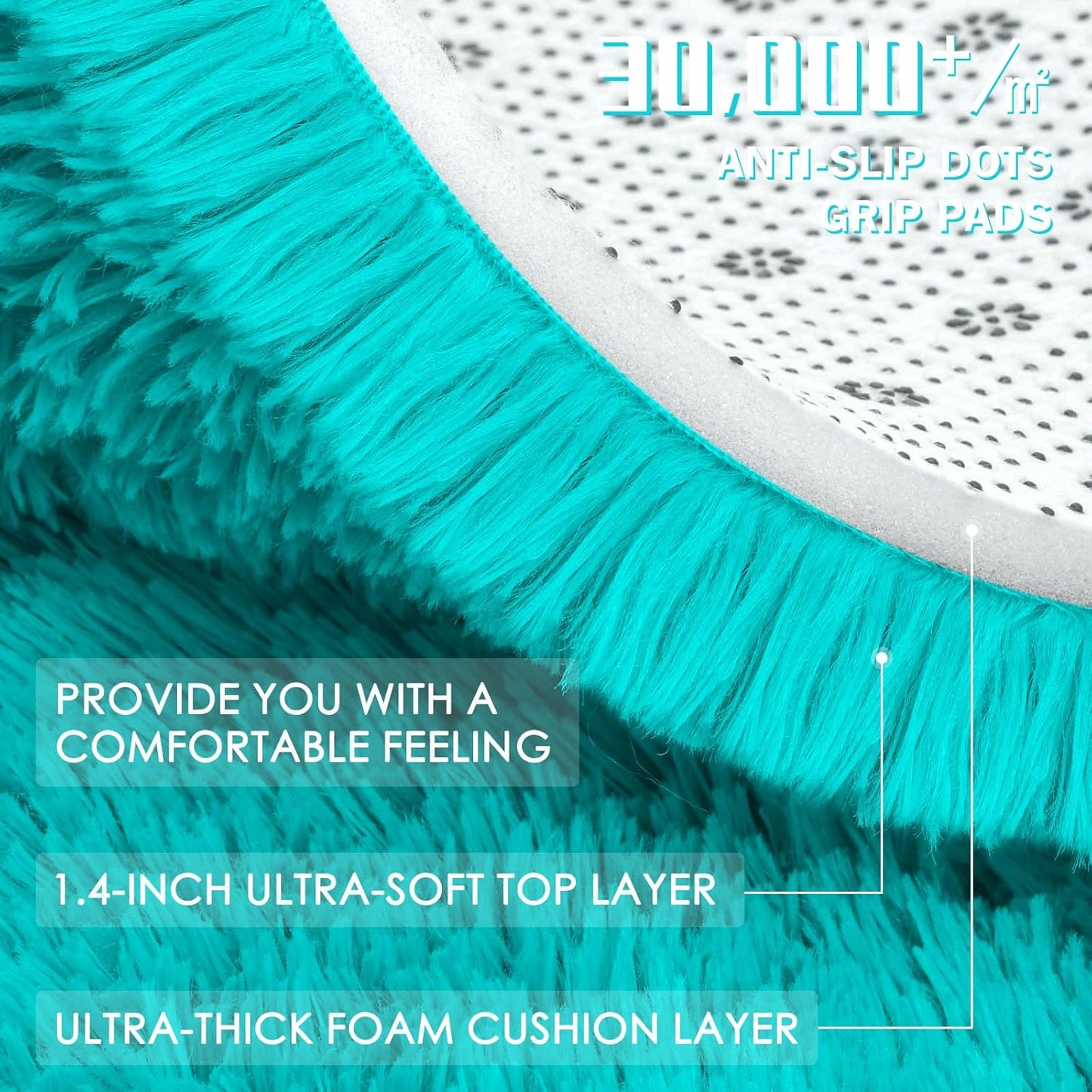 OLANLY 8x10 Large Area Rug - Soft Fluffy Shaggy Indoor Carpet for Living Room & Bedroom | Teal Blue