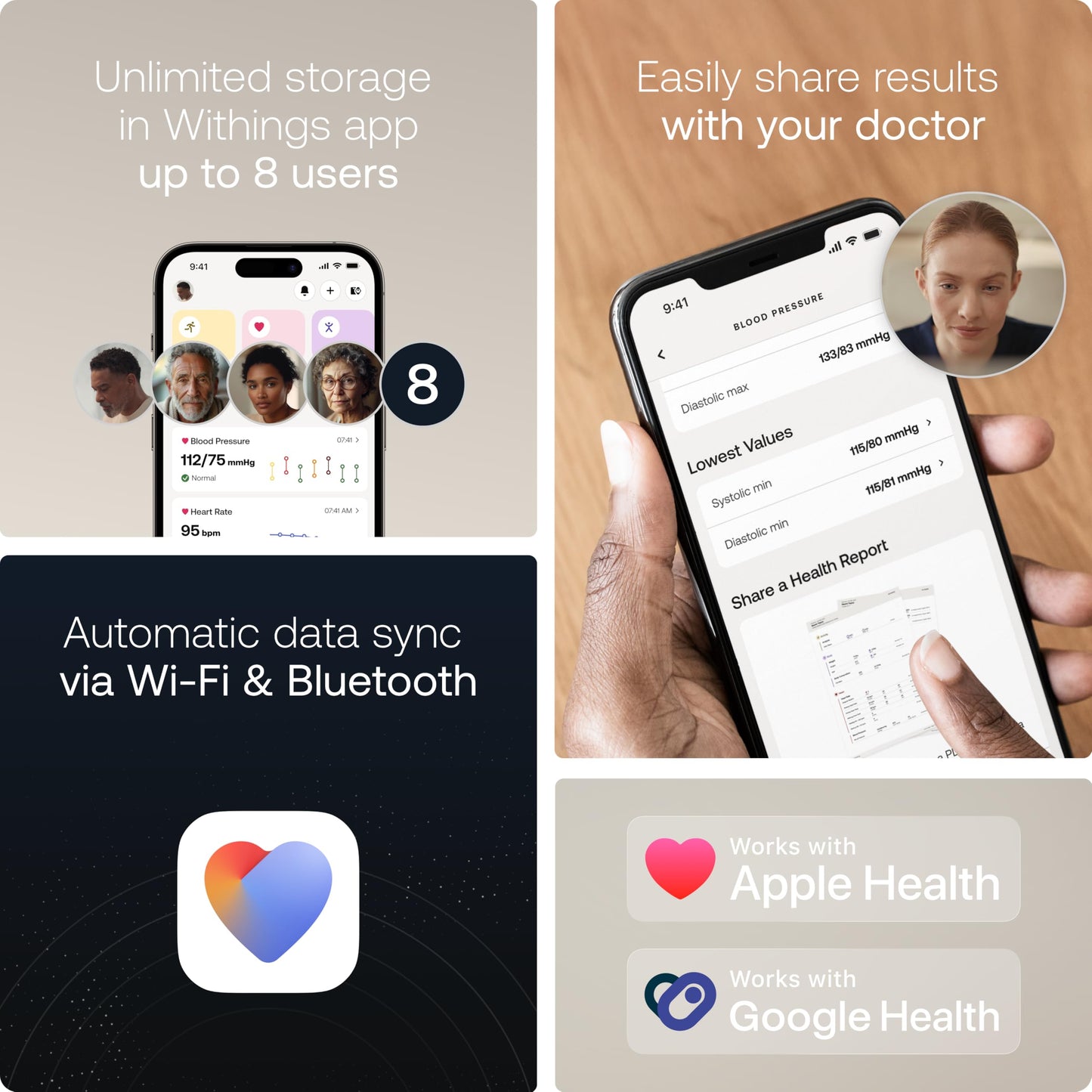 Withings BPM Vision – Smart Arm Blood Pressure Monitor | FDA-Cleared | Easy-to-use, Accurate Systolic & Diastolic Measurements, Wide Range Cuff | Wi-Fi & Bluetooth | iOS & Android | FSA/HSA