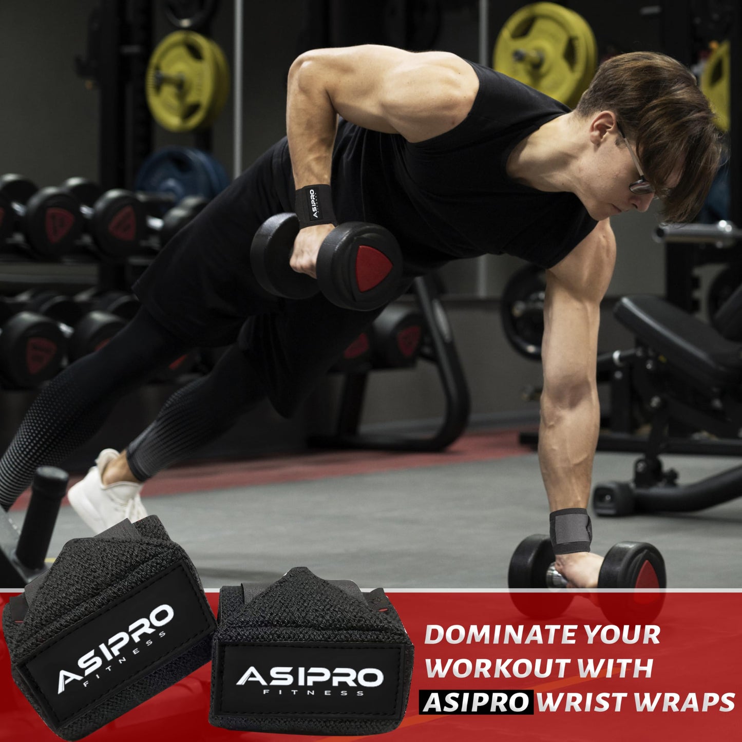ASIPRO Wrist Straps for Weightlifting Men & Women Wrist Wraps for Weightlifting Muñequeras para Gym Weight Lifting Wrist Wraps for Bench Press Gym Wrist Straps Gym Wrist Support for Working Out