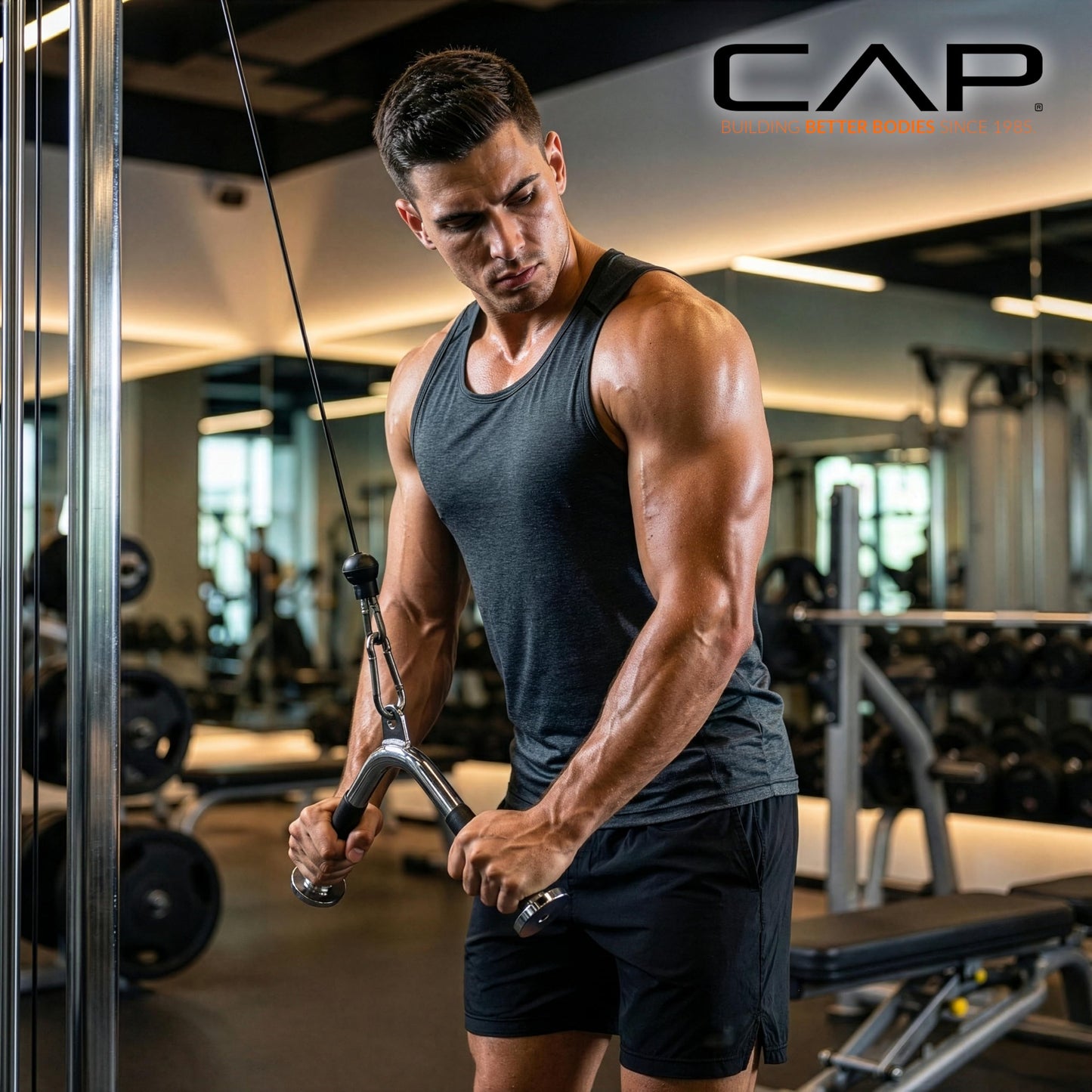 CAP Barbell Deluxe Triceps V-Bar with Rubber Handgrips – Cable Machine Attachment for Tricep Exercises, LAT Pulldown & Home Gym Workouts