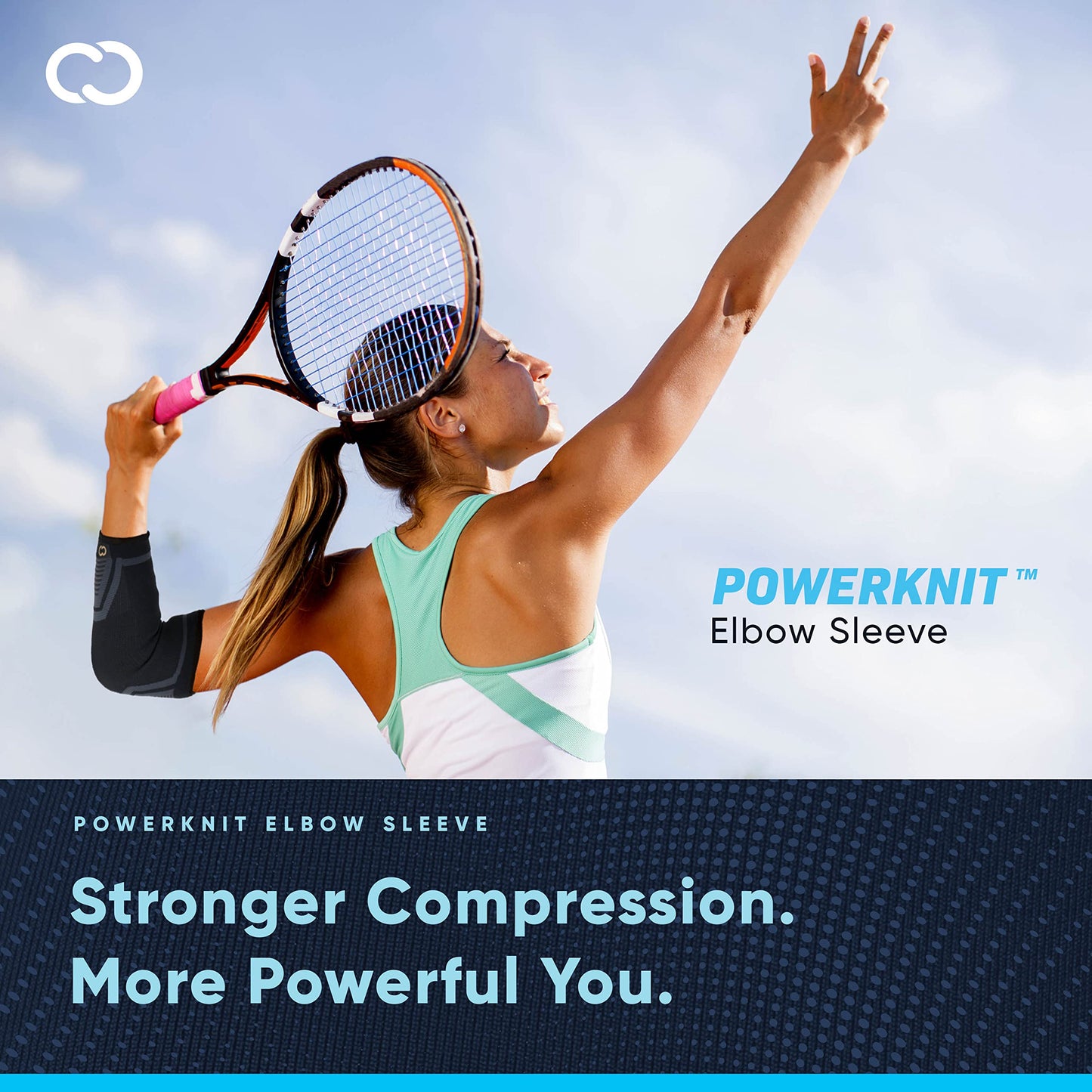 Copper Compression PowerKnit Elbow Sleeve - Seamless Elbow Brace for Men & Women - Pain Relief for Tendonitis, Tennis Elbow, Golfers, Weight Lifting - Fits Right or Left - 1 Sleeve - S/M
