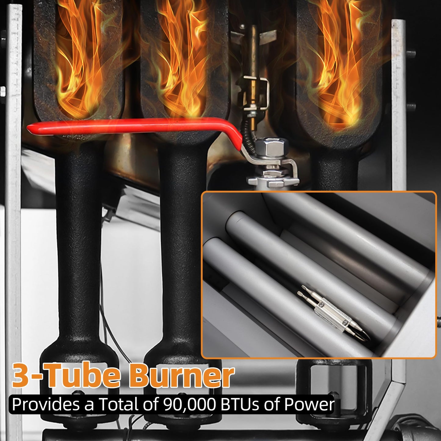 CHUMART Commercial Gas Floor Fryer with 2 Baskets, 90000 BTU Propane Gas Fryer - Only Commercial Use, Precision Temp Control, Stainless Steel Deep Fryer for Restaurants, Fast Food, Food Trucks