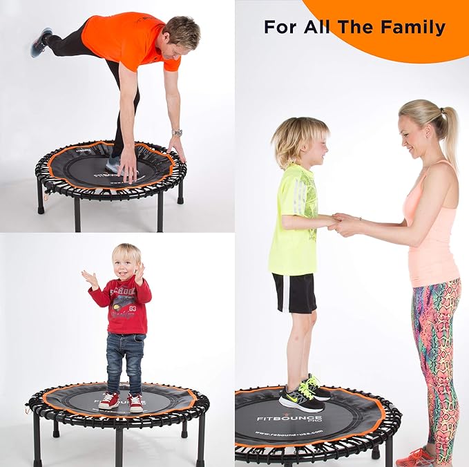 MXL FIT Bounce PRO Bungee Rebounder - Premium Indoor Mini Trampoline for Adults and Kids, Silent Low-Impact Bounce, Half-Folding with Foldable Steel Legs & Carry Bag