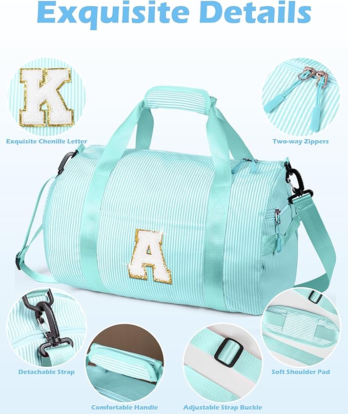 Little Girls Birthday Gift, Girl Gym Bag, Kids Initial Overnight Duffel Bags with Shoe Compartment, Personalized Travel Bag with Makeup Pouch, Sweet 16 Gifts for Girls (Letter Q)