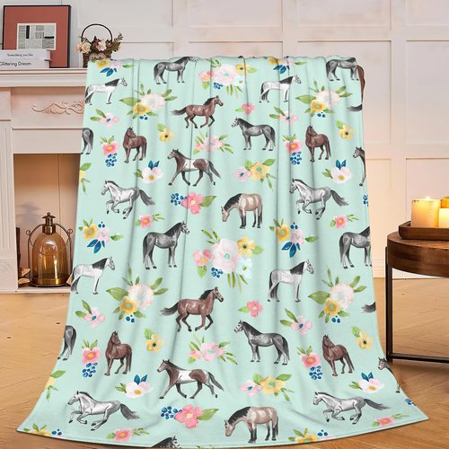 Horse Throw Blanket Super Soft Warm Blanket for Girls Kids, Cozy Plush Fleece Farm Animal Horse Gifts Bedding Blanket Stuff for Women Bed Couch Sofa 40"x50"