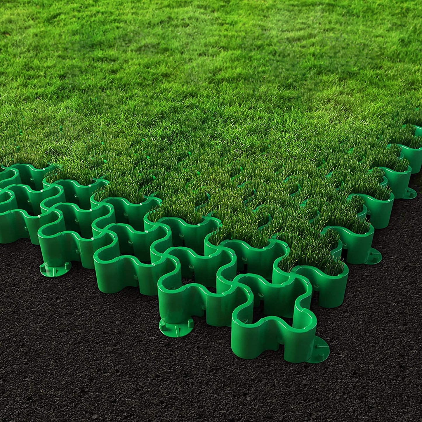 Standartpark Vodaland Permeable Pavers - EasyPave Grass & Gravel Driveway Grid - Load Class A-D, 100% Recycled Plastic Pavers, 2" Depth, 35 Sq Ft/ 14 Units, Green