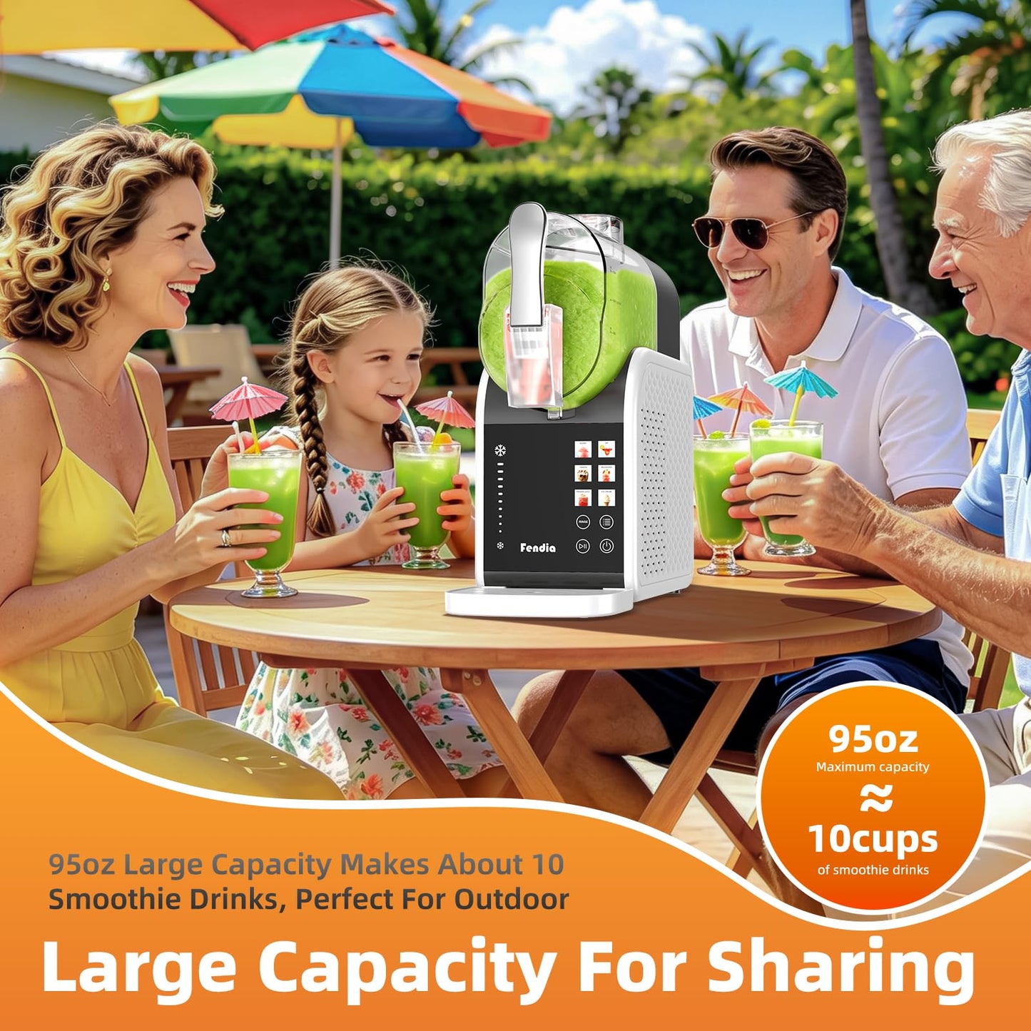 Max 95oz Slushie Machine with 6 Smart Presets, No Ice Needed Frozen Drink Maker for Home, Quick 30-Min Freeze for Slush, Margaritas, Smoothies, Ice Cream & More, Large Capacity Party Slushy Maker