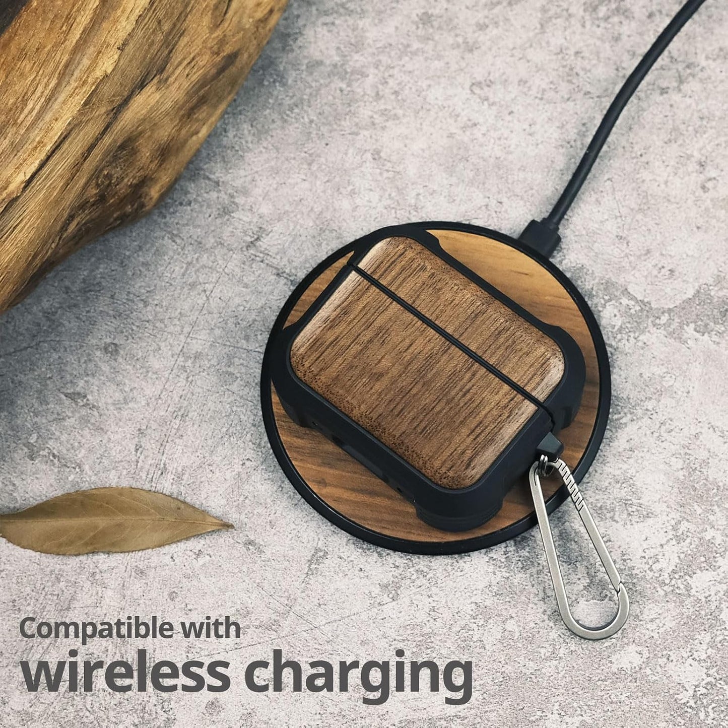 Carveit 2nd/1st Wooden Case for AirPods Pro Gen Case, Wood Artisan Engraved & TPU Shockproof Cover, Titanium Quick