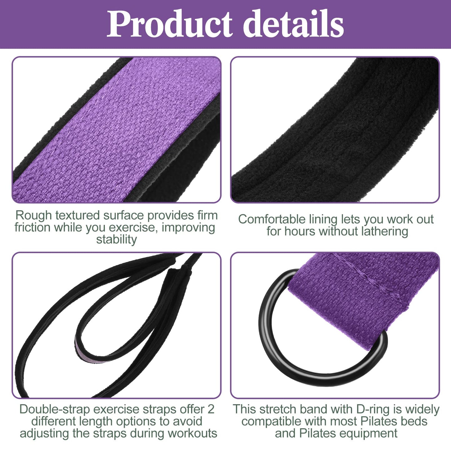 2 Pcs Pilates Double Loop Straps for Reformer Pilates Straps Pilates Equipment Yoga Straps Exercise Straps for Home Gym Workout