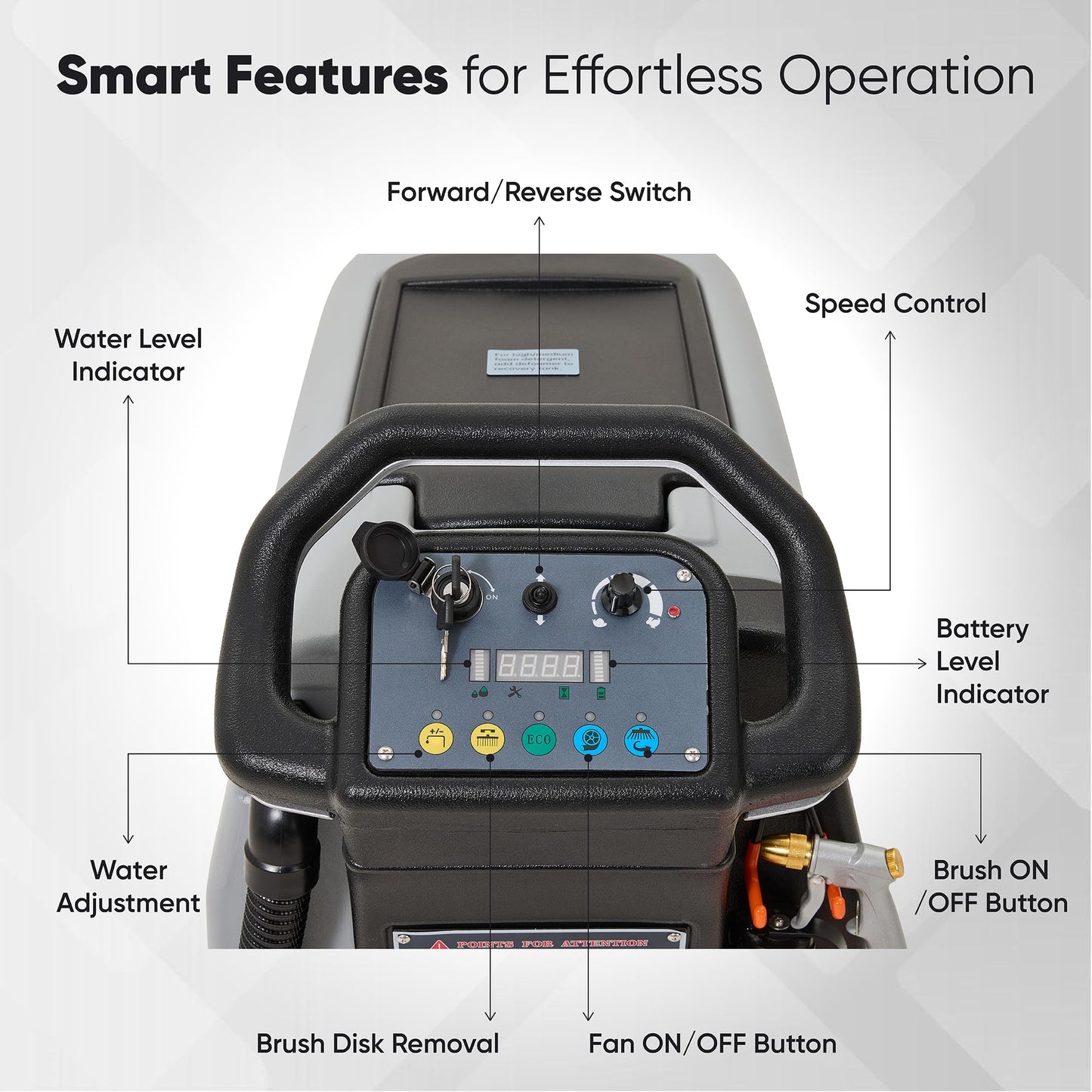 Battery Powered Self Propelled Walk-Behind Floor Scrubber Polisher Machine, 20" Cleaning Path,14.5/17 Gal Tanks, 4Hr Runtime, Up to 2.5 MPH Speed Includes 2 Brushes & 3 Scouring Pads – 2-Year Warranty