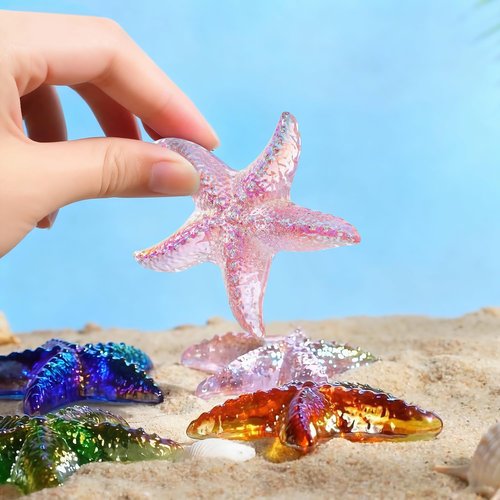 H&D HYALINE & DORA 2.8" Glass Starfish Figurine Handmade Blown Glass Starfish Figurine Tiny Crystal Sea Animals Ornament for Aquarium Decor(Pink)