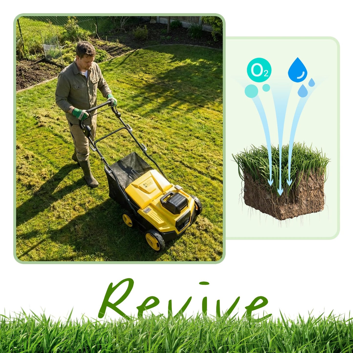 40V 15" Brushless Cordless Electric Dethatcher and Scarifier Compatible with Dewalt 20V Battery(Tool Only), w/12Gal Thatch Collection Bag, 5-Depth Adjustment, Quick-Fold, Walk Behind for Lawn Care