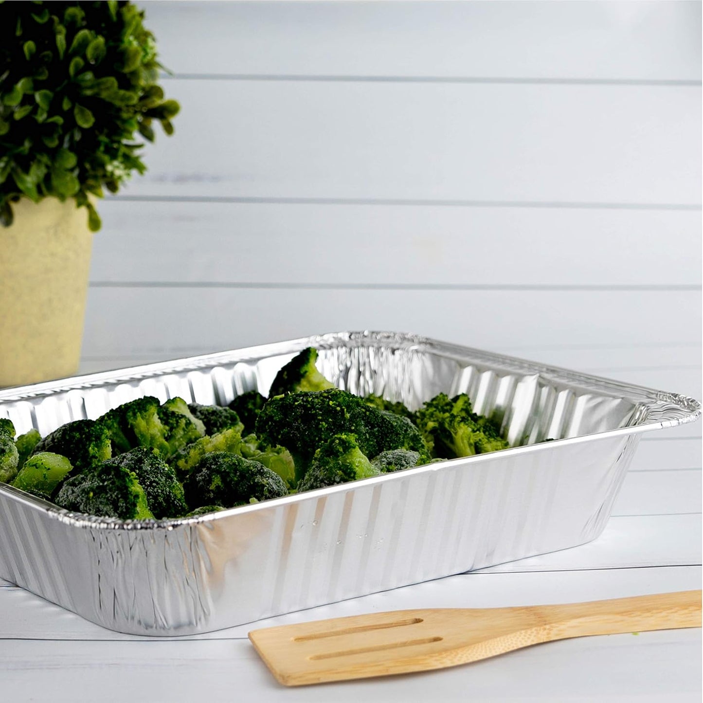 PLASTICPRO Disposable Aluminum Foil Pans - Half Size Deep Bakeware for Cakes & Lasagna | Pack of 10
