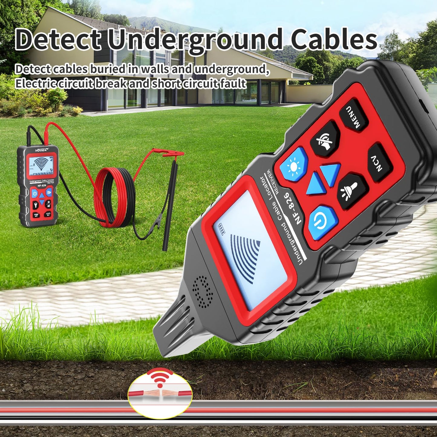 NF-826 Underground Wire Locator, Buried Wire Tracer Cable Locator Circuit Breakers, fuses, Wires, Short Circuits, Open Circuits for Dog Fence Cables Irrigation Control Wires,Tone Generator Kit