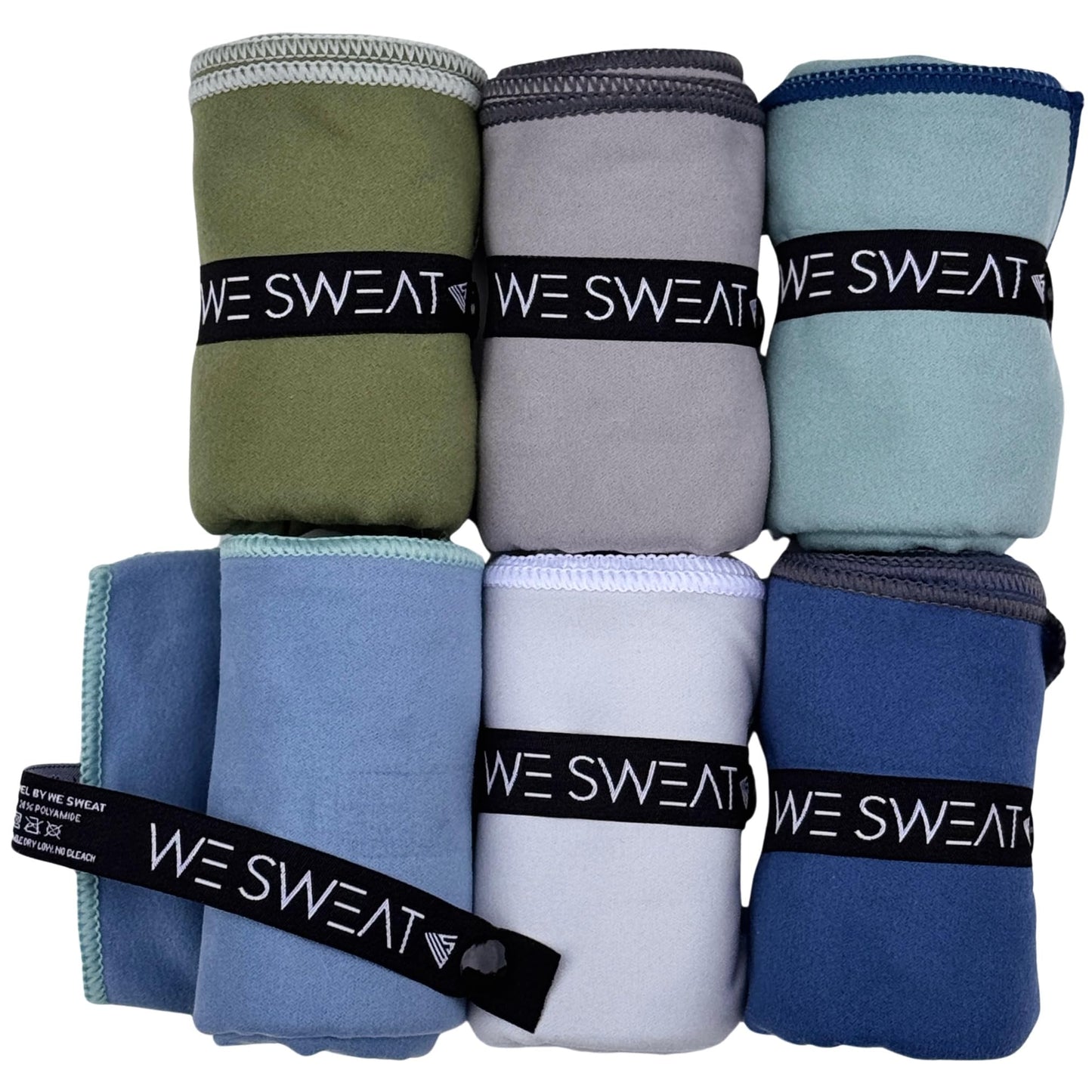 We Sweat’s (6 Pack) Microfiber Gym Towels, Odor-Free Silver ION Absorbent Fiber, Workout Towels for Men & Women - Sweat Towels for Gym, Hiking, Yoga, Camping, Working Out