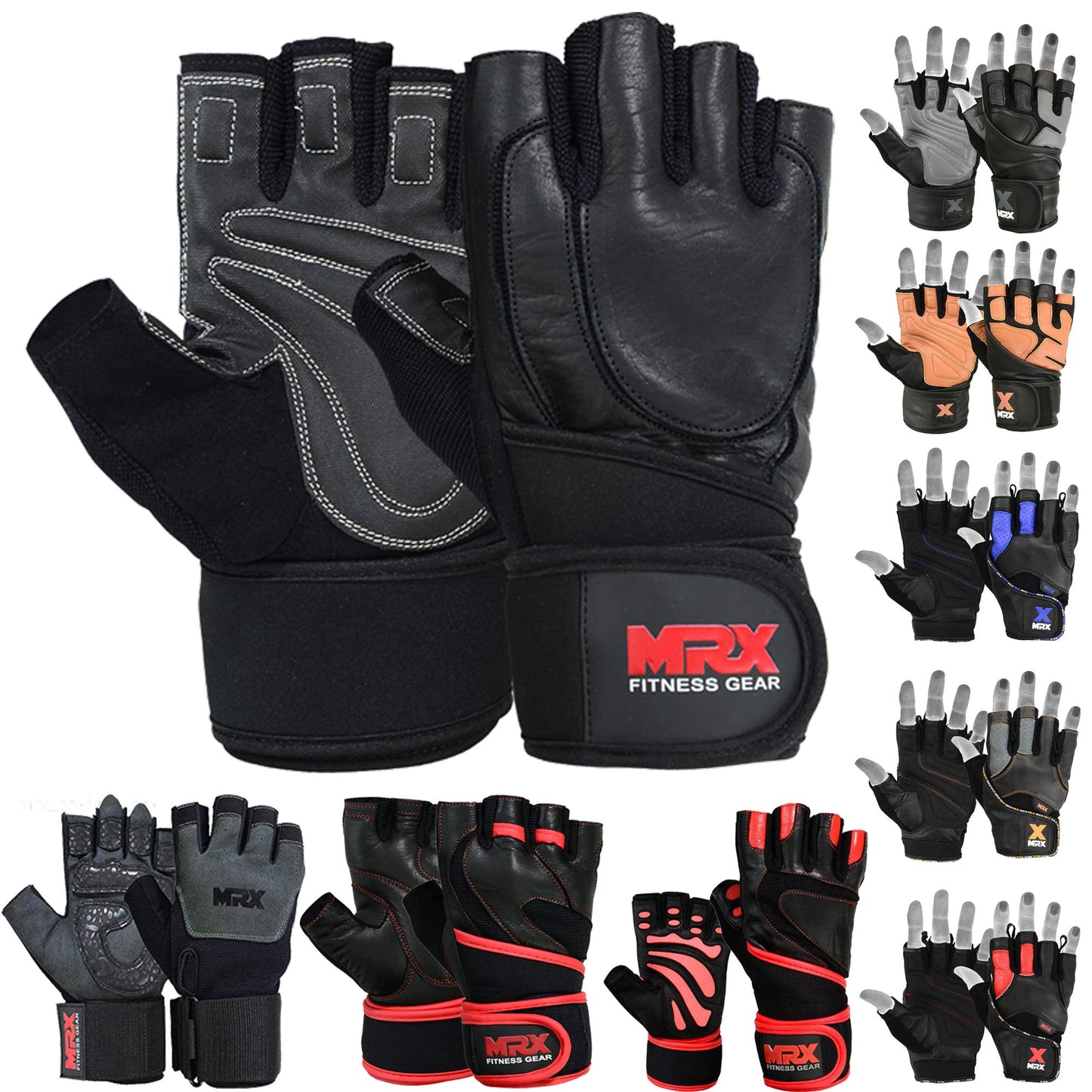 MRX Weight Lifting Gloves are Premium Quality Cowhide Leather with Long Wrist Straps – Gym Gloves, Workout Gloves, Exercise Gloves for Powerlifting, Fitness, Cross Training for Men & Women