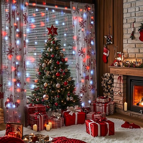 JMEXSUSS 300LED Christmas Curtain Lights - Red & White Twinkle Fairy Lights | 9.8x9.8ft with Remote
