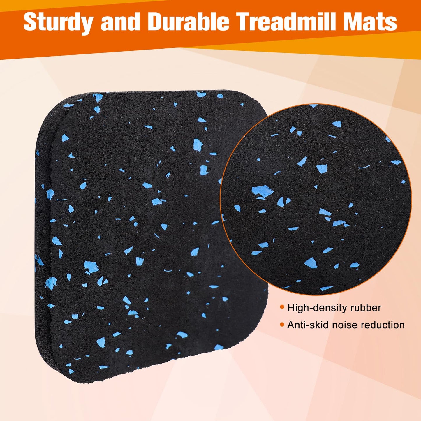 4Pcs Treadmill Mats, Coolrunner High Density Equipment Pads Noise Reduction for Floor Protection, Washing Machine Pads, Anti Vibration Rubber mats for Stationery Bike, Rowing Machine, Home Gym Station