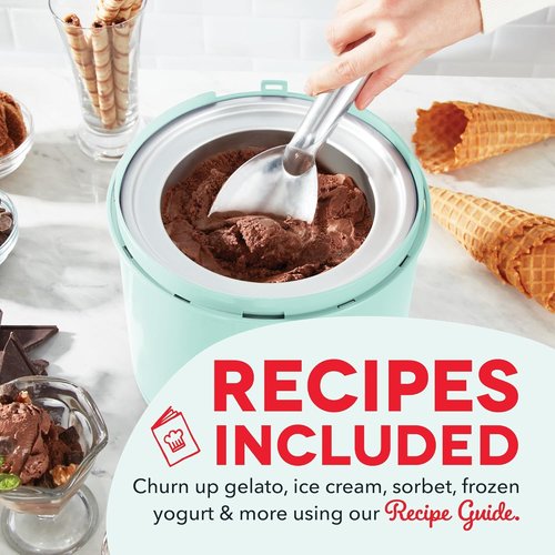 Dash Deluxe Gelato & Ice Cream Maker - One-Touch Churning for Homemade Desserts - 2 Quart Capacity, Aqua
