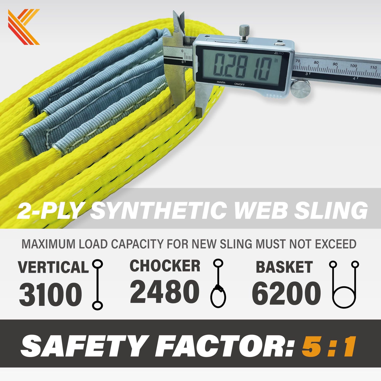 KODIAK STRAPS 2-Ply Lifting Straps 1" x 4ft Polyester Webbing Sling Tree Saver 2 Pack Heavy Duty Web Strap Rigging Moving Towing Hoisting Gear