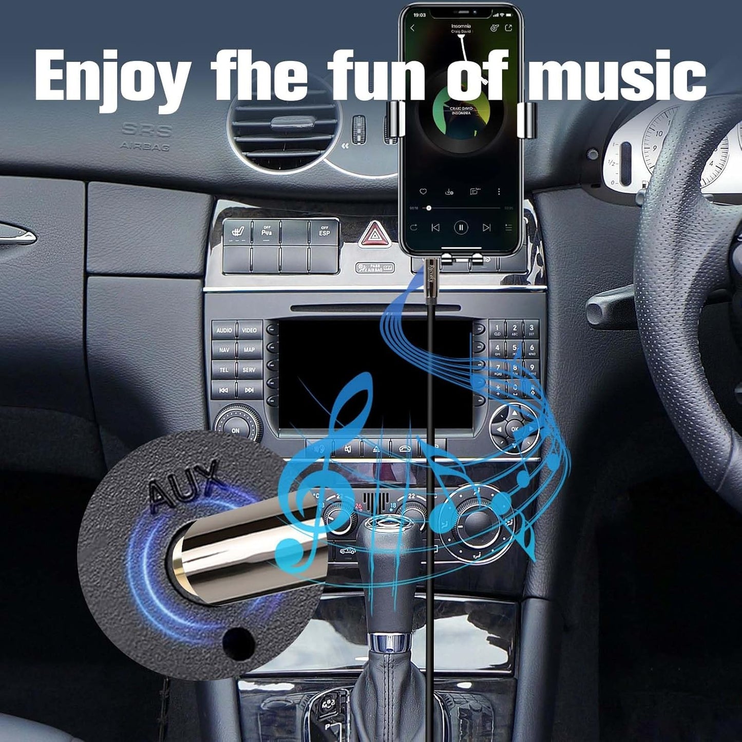rycvaky 3.5mm Connectors,25ft 1 Pack Aux Audio Stereo Cable, Hi-Fi Sound Male to Male Aux Cable for Headphones, Car