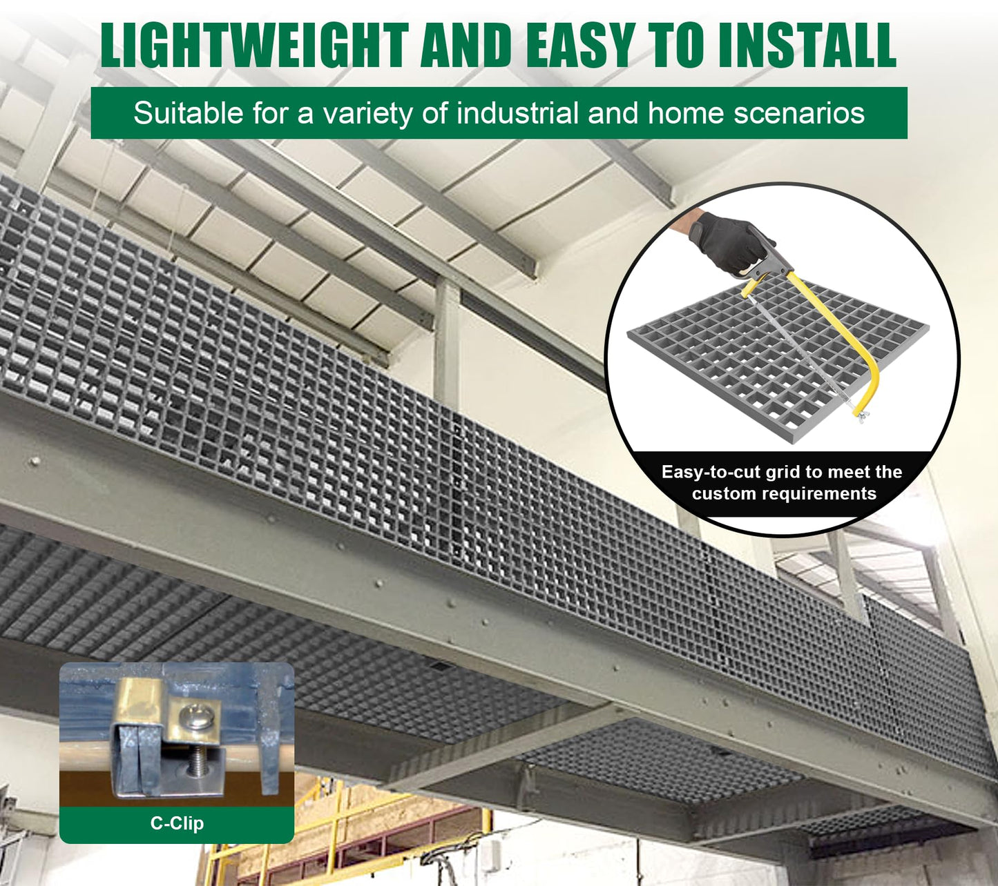 Natotela 2 Pack 36x24x1.2in Fiberglass Molded Grating,Heavy Duty FRP Industrial Grating Panel Non-Slip Concave Surface 1.5''x1.5'' Openings Fiberglass Bar Grille Plate for Car Wash,Decks,Grey