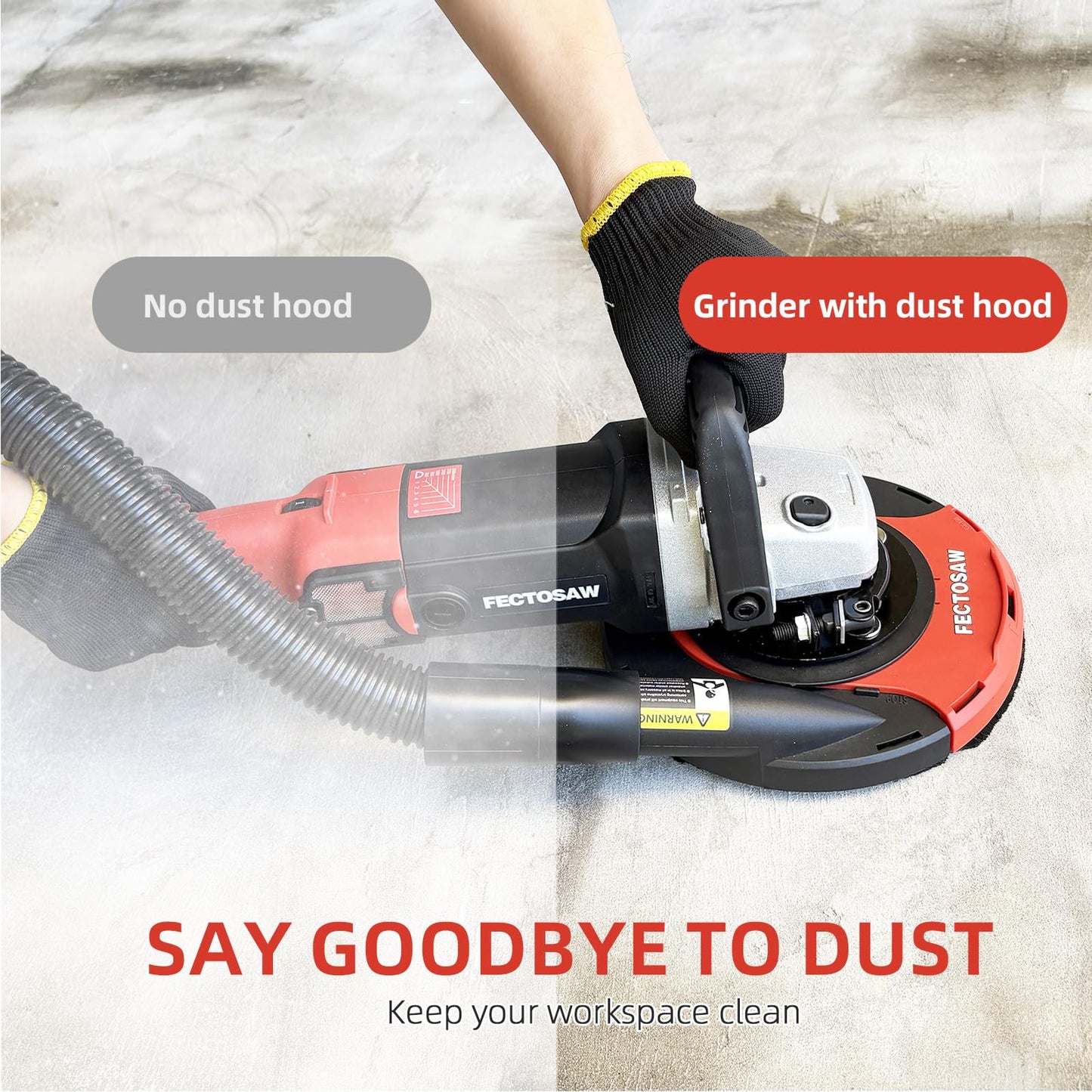 FECTOSAW 7-Inch Concrete Grinder,1580W (2.1 HP) Constant Power Motor, Variable Speed Electric Floor Polisher with Dust Shroud & Diamond Grinding Wheel for Concrete, Wall & Surface Grinding