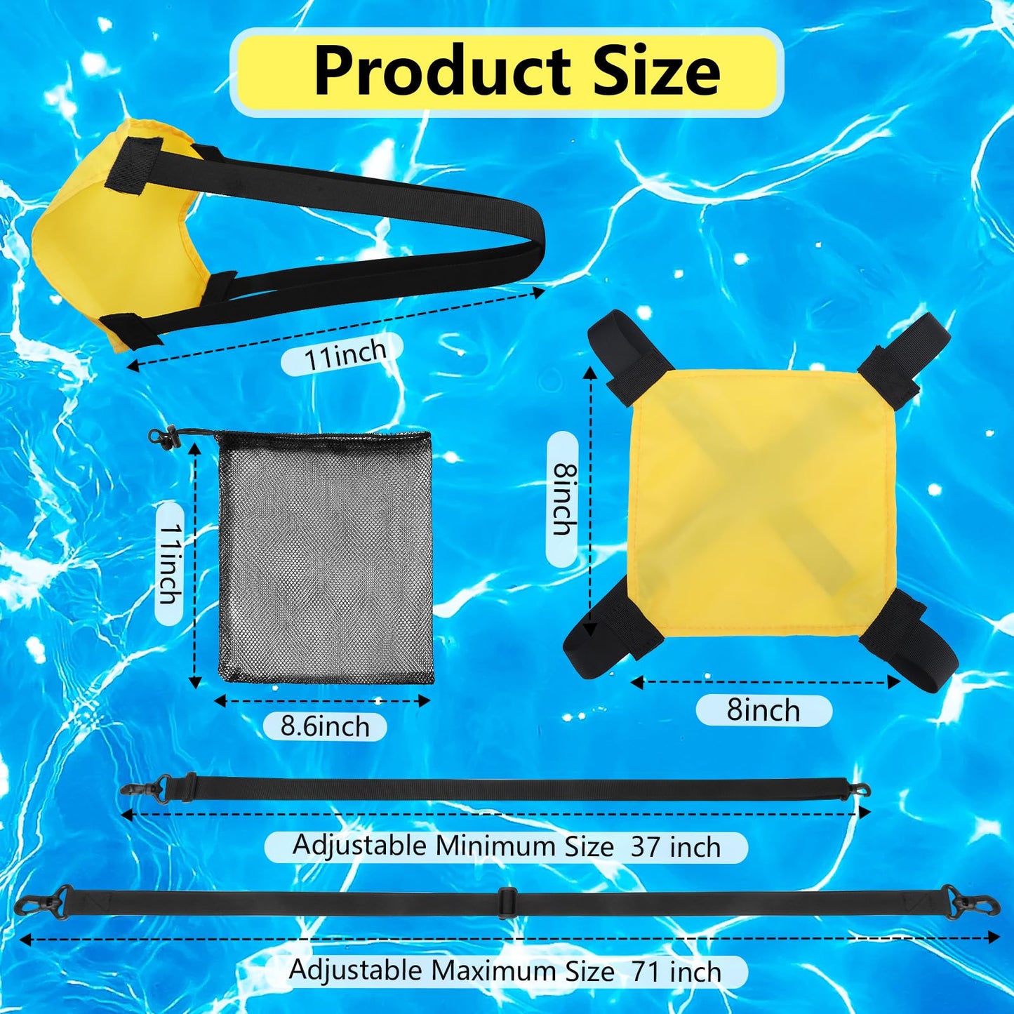 UCEDER Swim Parachute Resistance Training Set, Adjustable Swim Belt with Drag Parachute for Strength & Endurance,Swimming Resistance Training Equipment(Yellow)