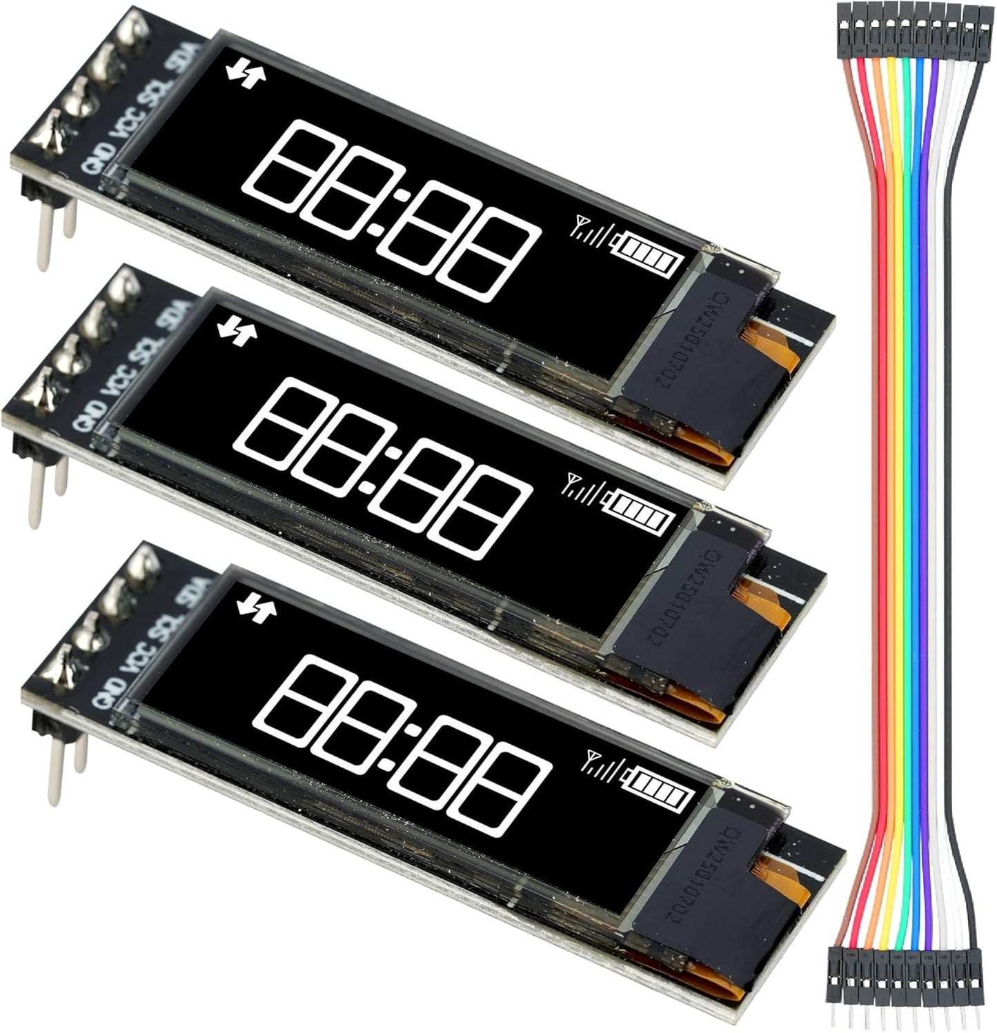 MTDELE 3Pcs 0.91 Inch 3.3V-5V 4Pin OLED Display IIC DC White OLED Screen Module Compatible with for Arduino Raspberry