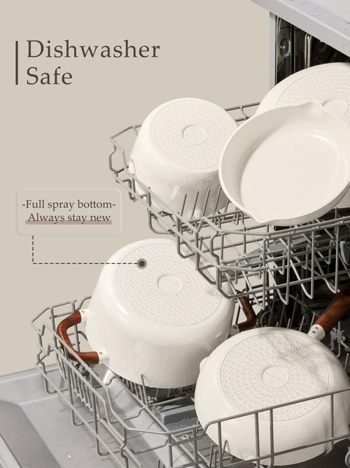 CAROTE Ceramic Cookware Sets, Pots and Pans Set Non stick, Non Toxic Healthy Induction Cookware, 14 Pcs Nonstick Kitchen Pots and Pans Set, PFAS PTFE Free, Dishwasher Safe