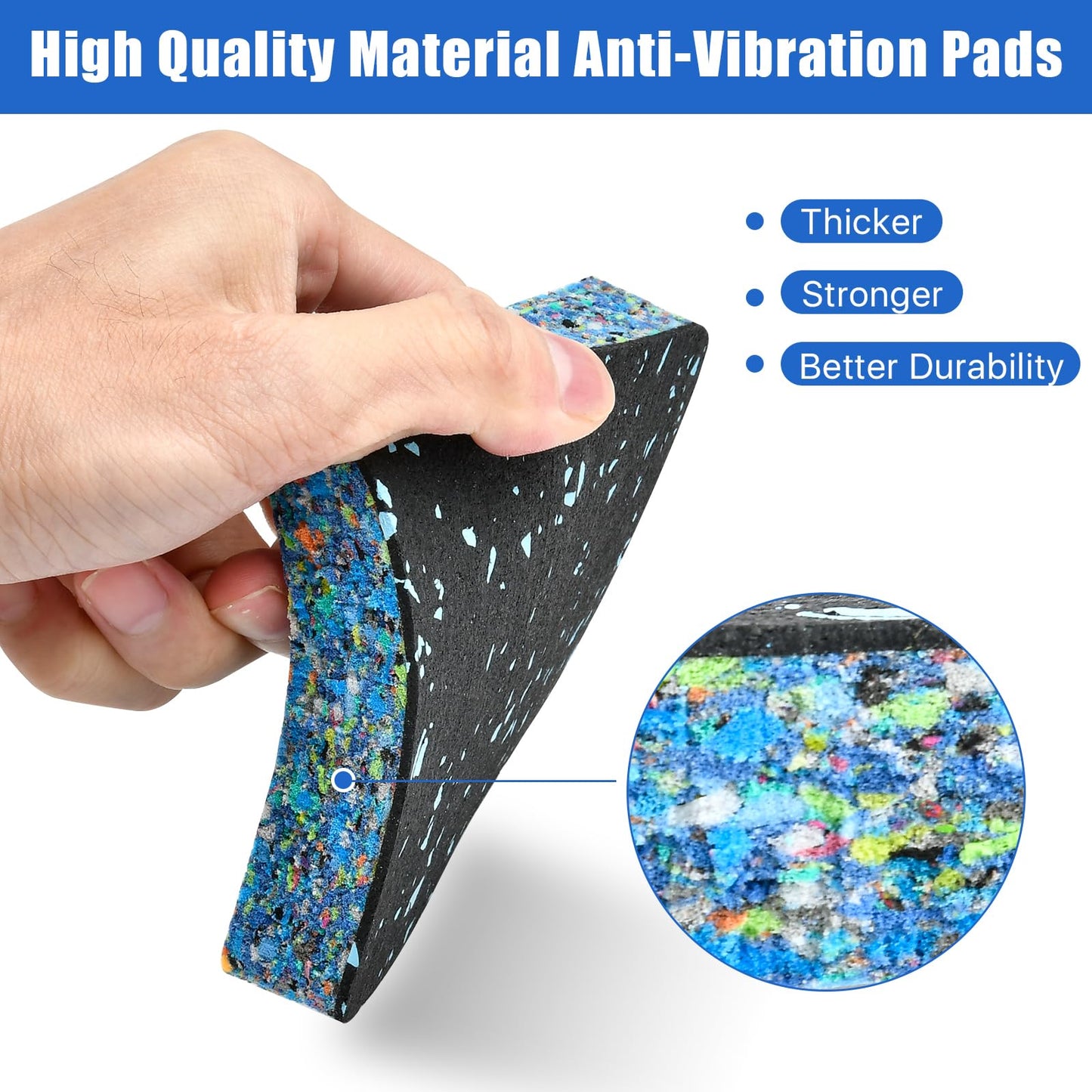 Lainballow 6 Pcs Anti-Vibration Rubber Mat, 4" X 4" X 0.8" Shock Absorbing Treadmill Pads, High Density Mats for Protect Floors, Washer, Dryer, Air Compressor