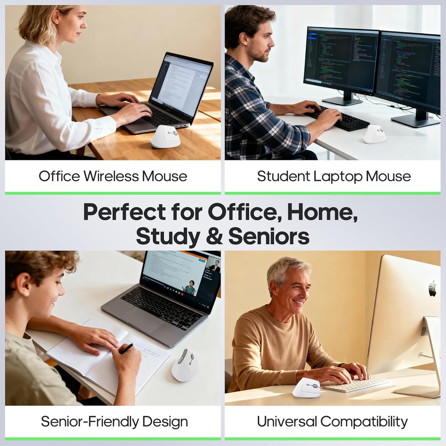 FOPATO 5.0 2.4G Click,60% Pressure,3 Ergonomic Vertical Mouse,Wireless Bluetooth and Mouse,Silent Reduced Wrist