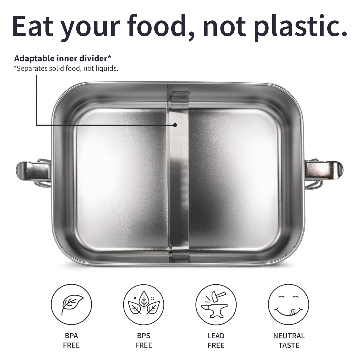 Bambaw Stainless Steel Bento Box 27 oz, Metal Lunch Box with Compartments, Leakproof Stainless Steel Lunch Container, BPA free Dishwasher Safe Metal Lunchbox