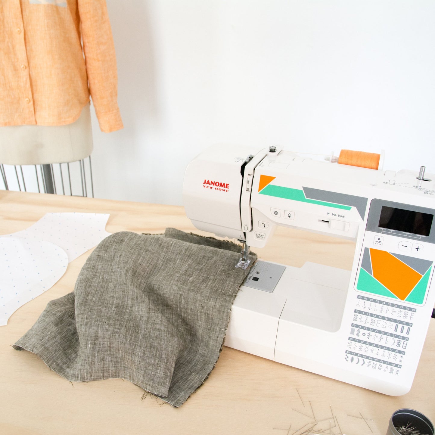 Janome MOD-50 Computerized Sewing Machine with 50 Built-In Stitches, 3 One-Step Buttonholes, Drop Feed and Accessories