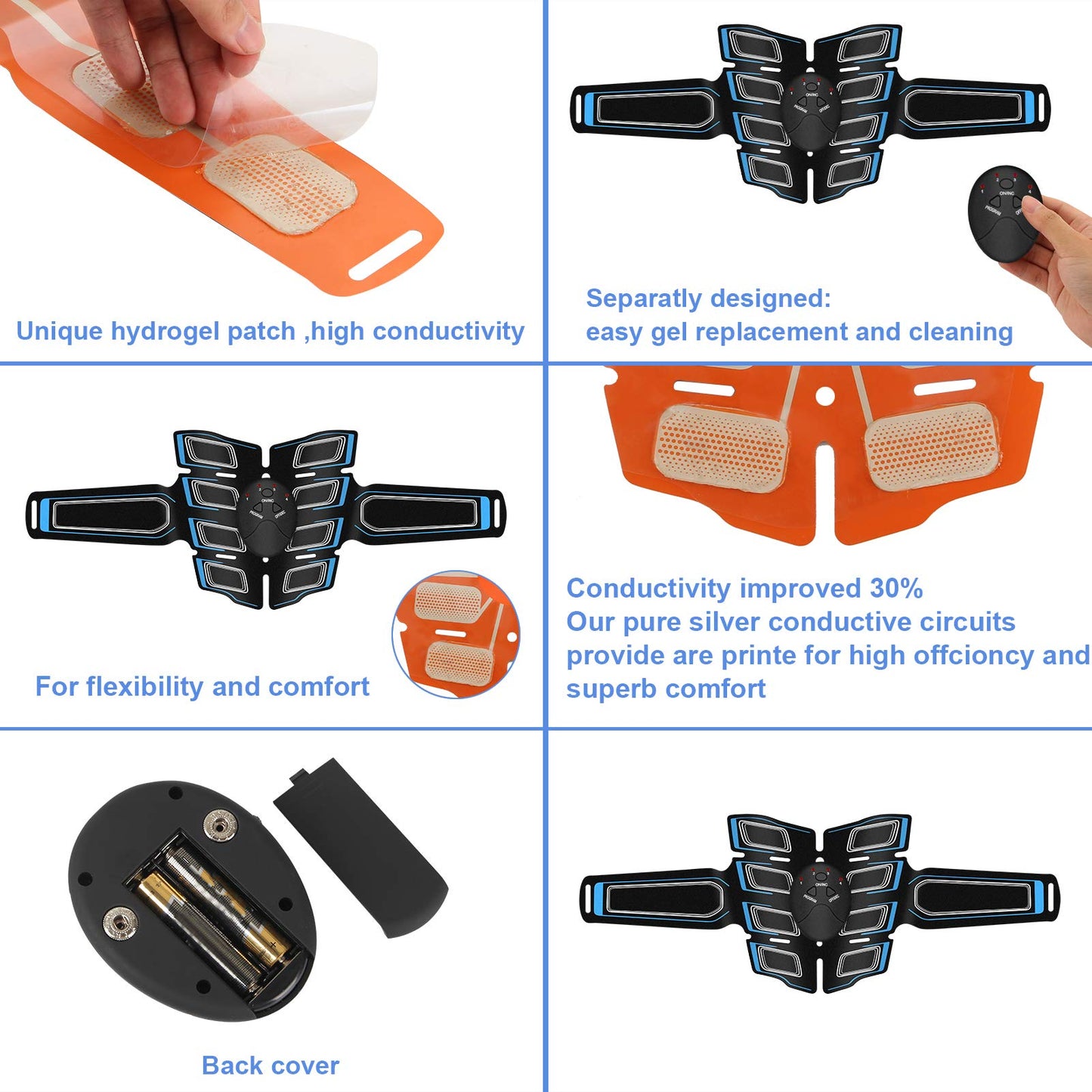 Fitness Belt Abs Stimulator Muscle Training Fitness Workout Equipment Ab Core Toner Belt for Abdominal/Arm/Leg For Home Use