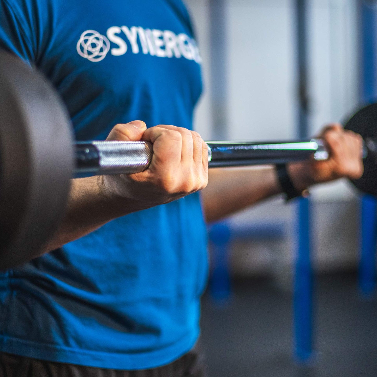 Synergee Fixed 30LB Barbell - Pre Weighted Straight Steel Bar with Rubber Weights - Fixed Weight