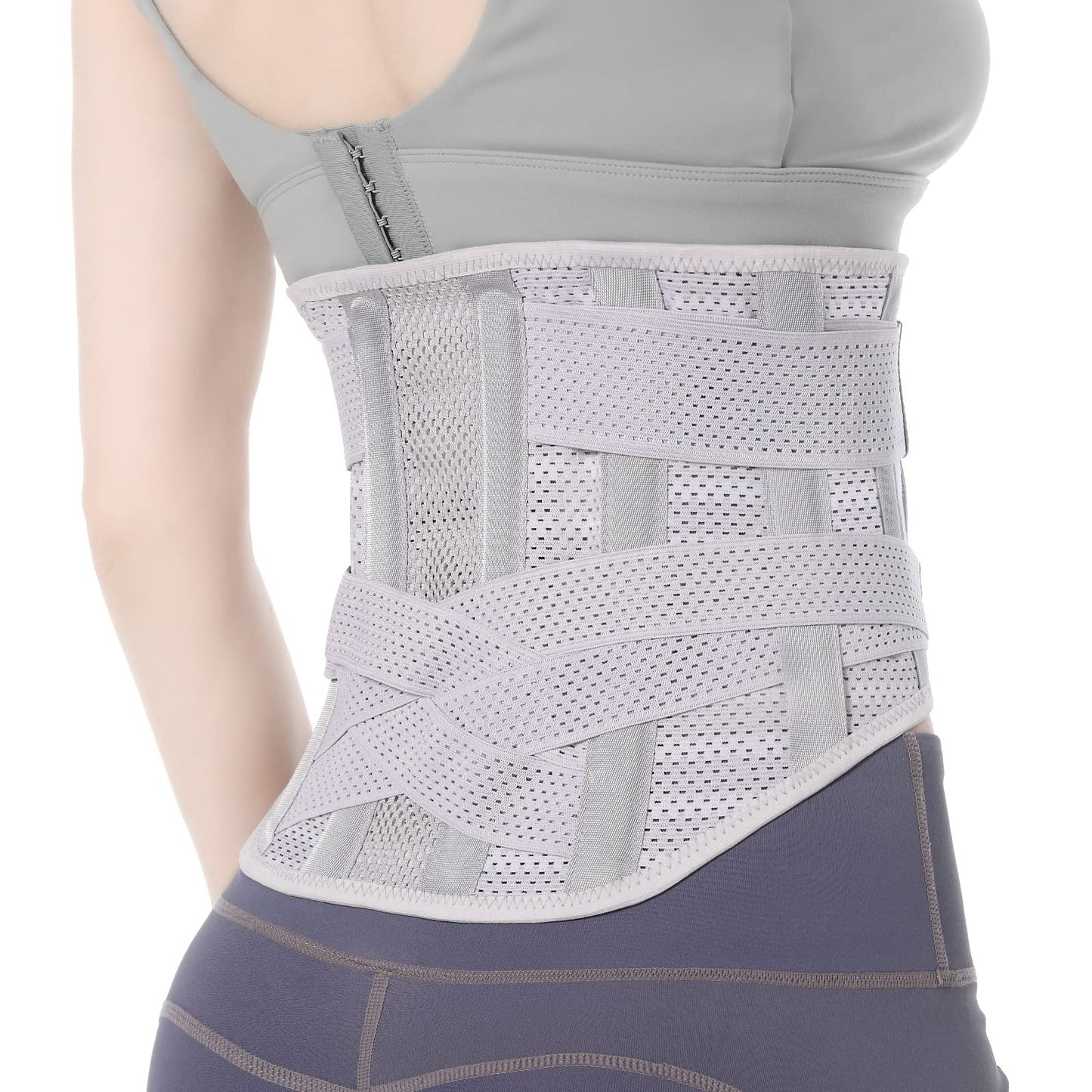 EGJoey Breathable Back Brace for Women & Men - Comfortable Lower Back Pain Relief & Posture Corrector Support Belt to Relieve Pain and Improve Posture（Gray,XXX-Large）