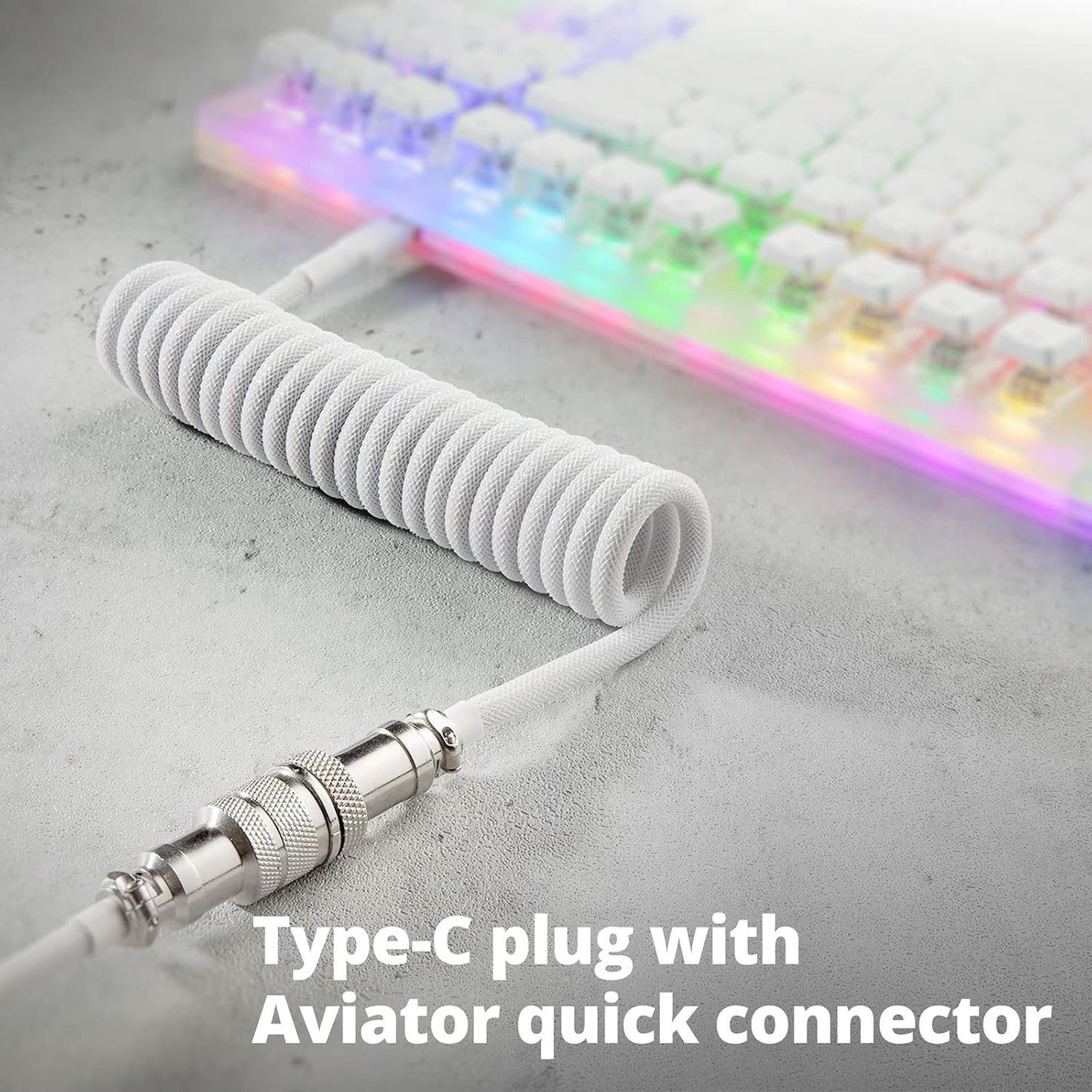 1.5M GUNMJO Pro Custom Coiled USB C Cable for Gaming Keyboard, Double-Sleeved Mechanical Keyboard Cable with Detachable