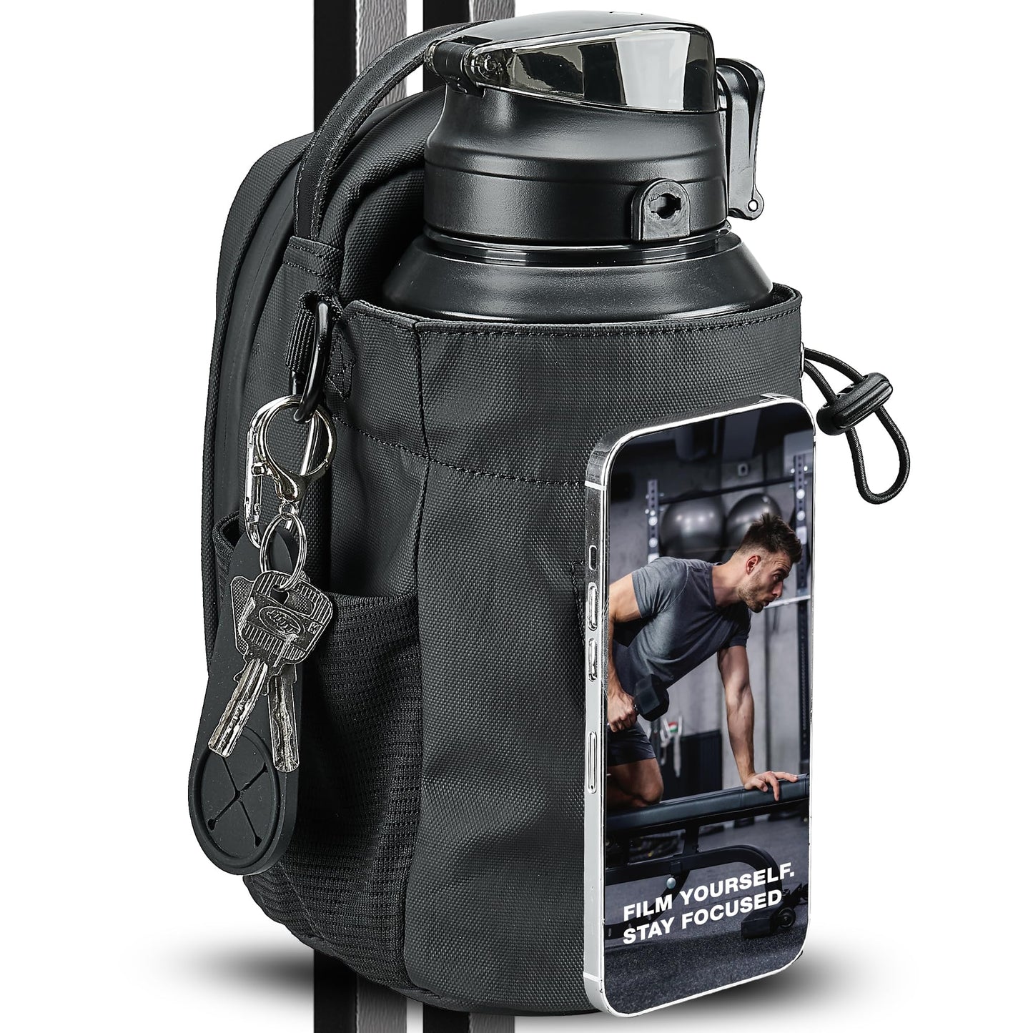 Magnetic Gym Bag with Magnetic Phone Holder for Sports Lovers - Strong Magnet Attaches to Exercise Equipment - Holds Water Bottle, Smartphone & Gear - Gym Must Haves for Influencer Videos
