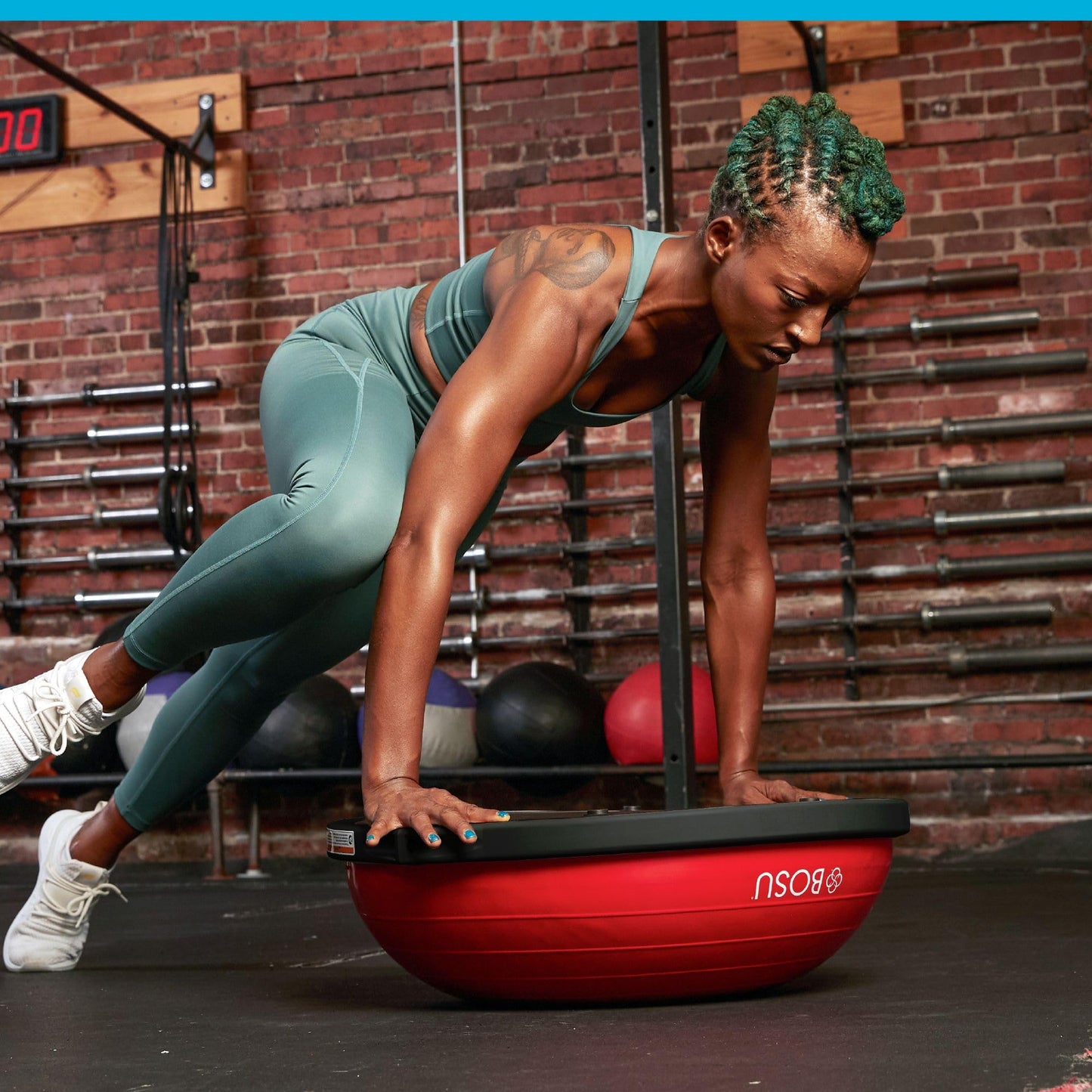 Bosu 72 10850 Home Gym Equipment The Original Balance Trainer for Physical Exercise, Rehab, Large Balance Ball 65 Centimeter Diameter, Red and Black