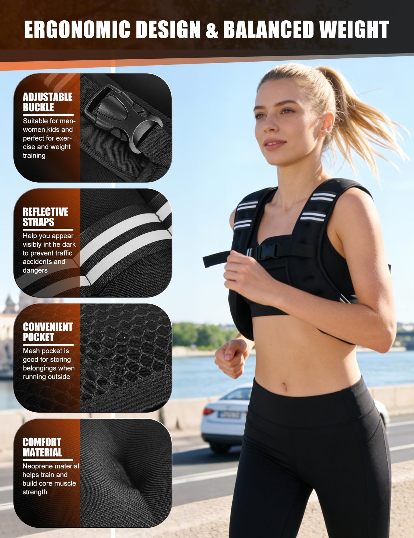 Henkelion Weighted Vest Weight Vest for Men Women Kids Weights Included, Body Weight Vests Adjustable for Running, Training Workout, Jogging, Walking