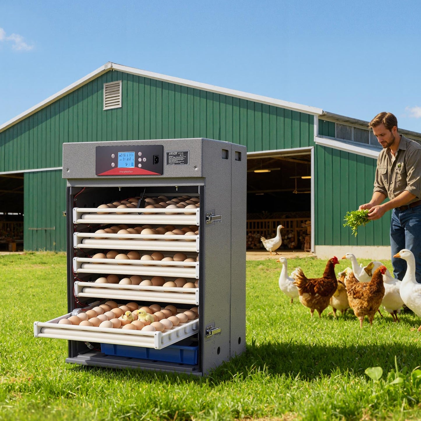 VEVOR 400 Egg Incubator, Poultry Incubator Cabinet with Automatic Eggs Turning, Temperature & Humidity Control, Heating & Cooling Egg Hatcher, Commercial Incubators for Hatching Chicks Ducks Goose