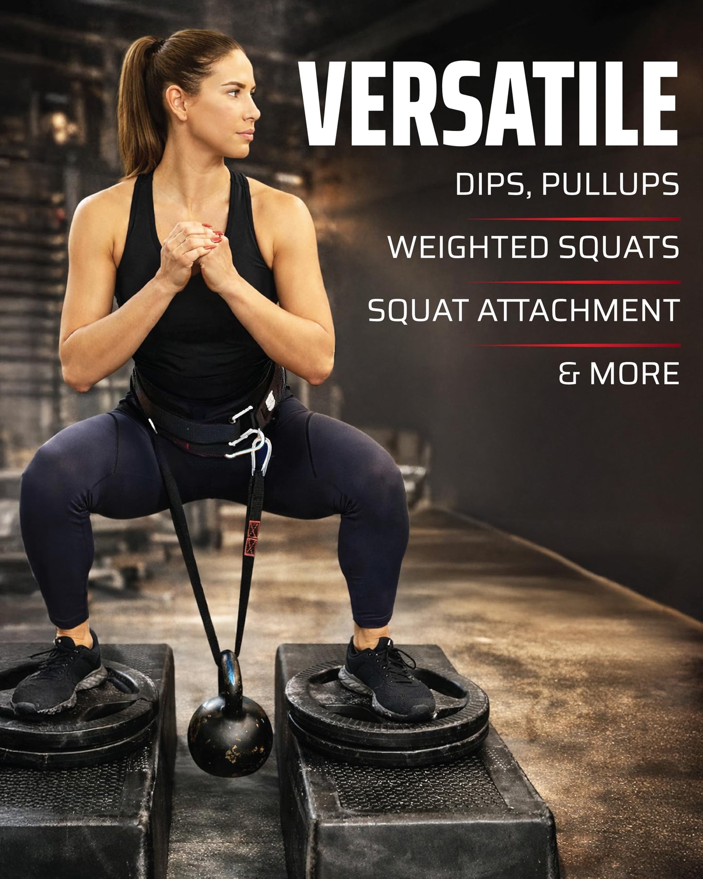 THEFITGUY Dip Belt with Strap – No Slip Secure Closure | 250lb Heavy Duty | Belt Squat Attachment, Weighted Dips, Pull Ups | Structured Back Support | 45-Degree Angle Rings, 2 Snap Hooks Included