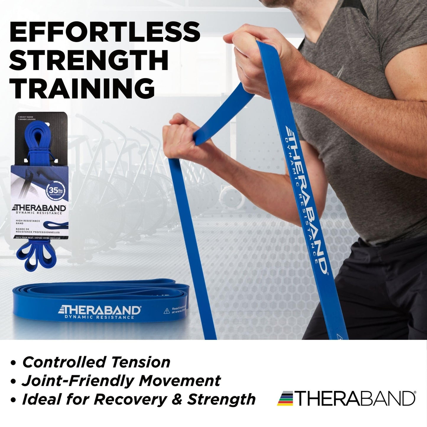 THERABAND High Resistance Band, Heavy Elastic Super Band for Full Body Workouts, Physical Therapy, Strength Training, Durable 41” Loop Exercise Band, 35 lbs Resistance