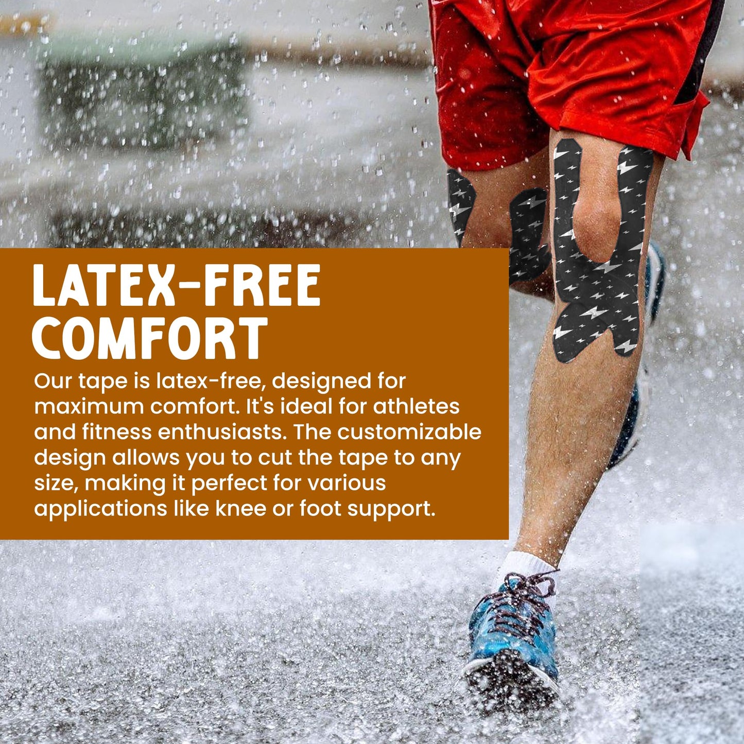 Kinesiology Tape - Enhanced Support, Breathable & Moisture-Resistant - Latex-Free for Sensitive Skin - Customizable, Ideal for Athletes & Fitness Enthusiasts (Lightning)