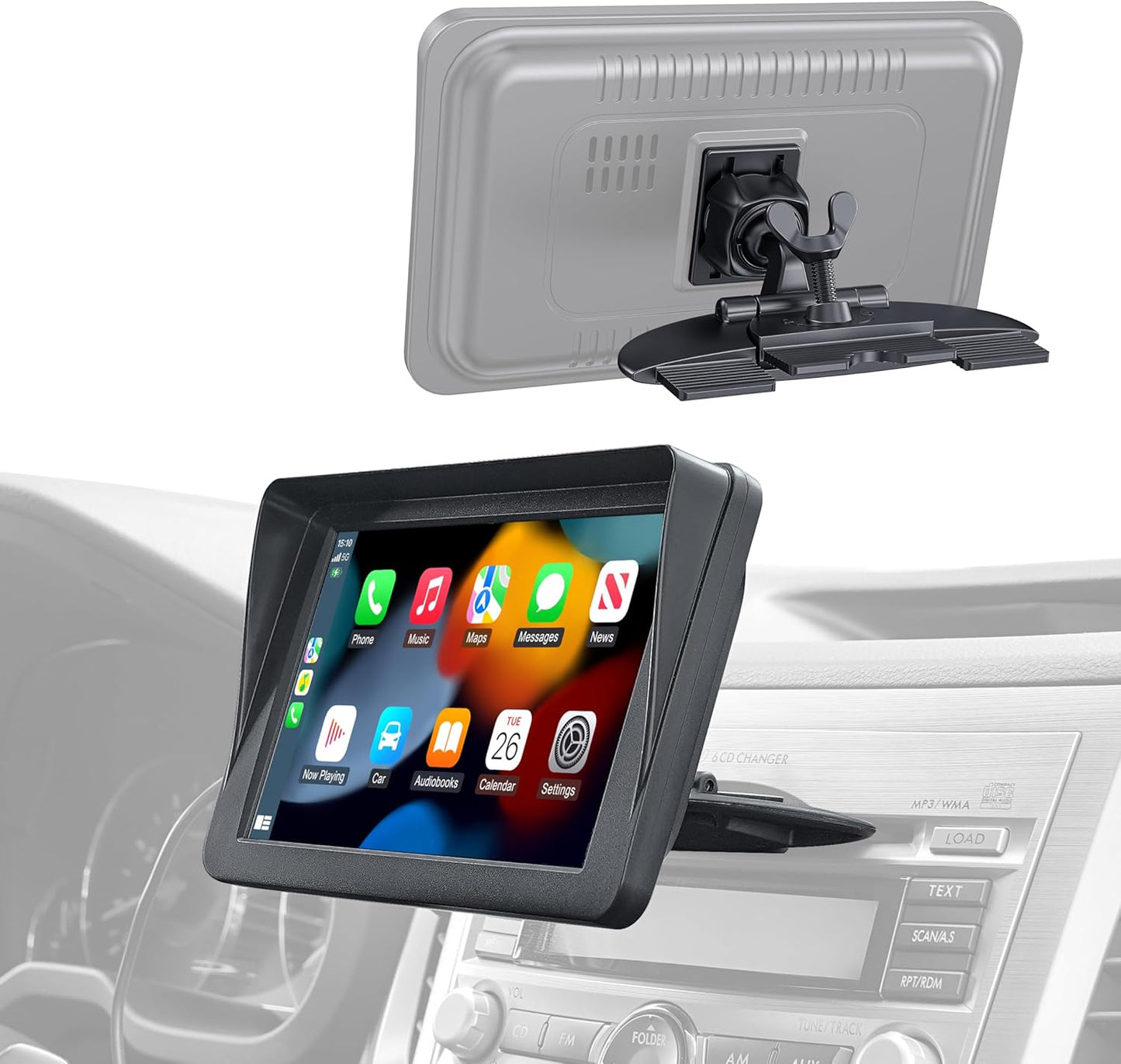1Zero 360 7-11 Inch CD Slot Mount for CarPlay Screen, Rotation Tool-Free Installation CarPlay CD Mount Compatible